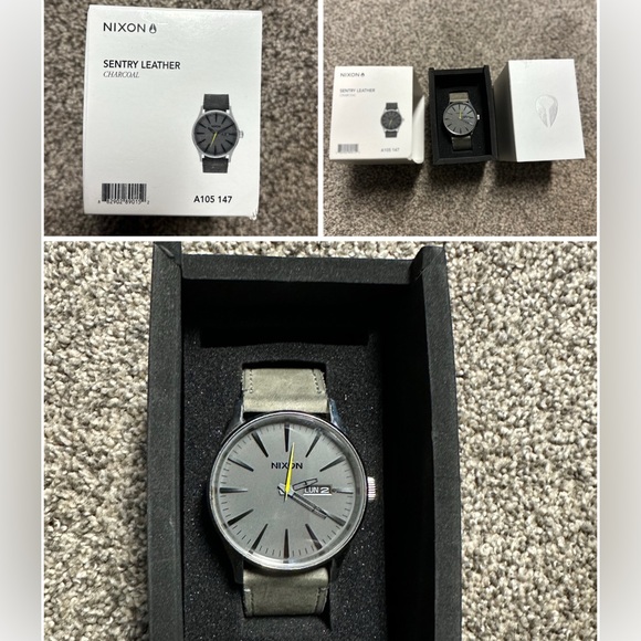 Nixon Sentry Leather Watch - Gray Dial - Picture 1 of 1